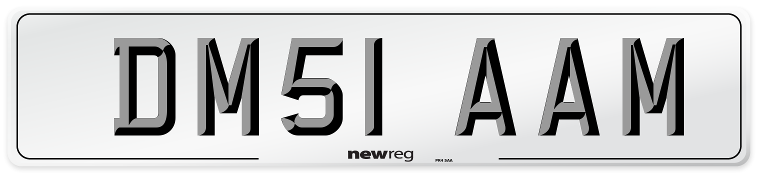DM51 AAM Number Plate from New Reg
